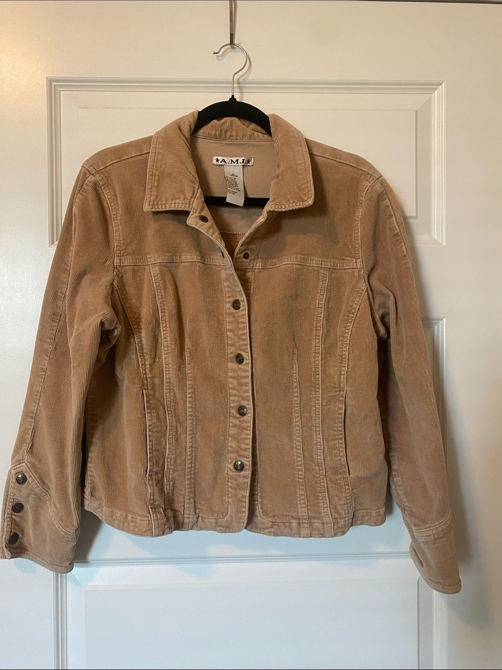 Y2K A.M.I. Tan Corduroy Button-Front Jacket